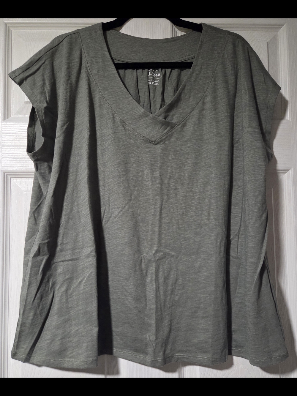 L.L. Bean Olive Green V-Neck Cap Sleeve Tunic